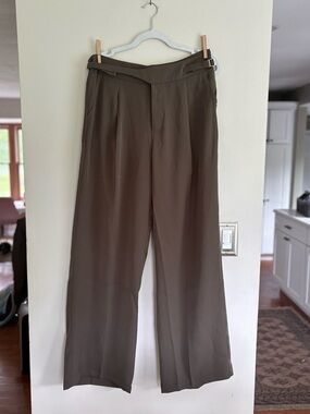 Akira High-Rise Wide Leg Dress Pants in Olive Green